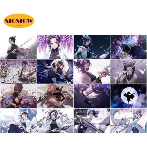 5d Diy Diamond Painting Demon Slayer Kimetsu No Yaiba Cross Stitch Japanese Anime Shinobu Full Set Dimond Embroidery Rhinestones
