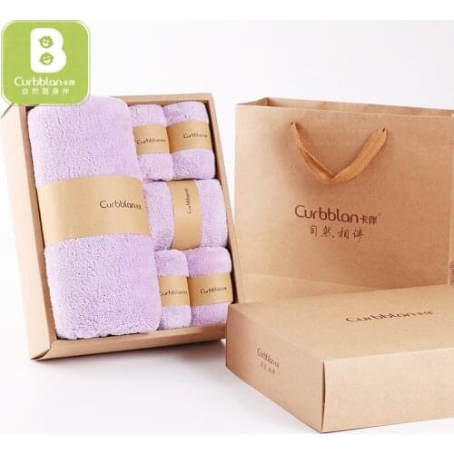 Curbblan Microfiber Bath Towel Gift Face Towel 6pcs 100% Cotton Bath Towel 4 Colors Quick-drying Bathroom Towel