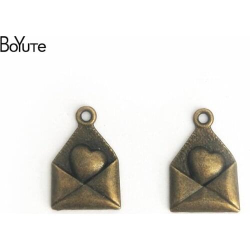 BoYuTe (100 Pieces/Lot) 18*12MM Vintage Accessories Parts Wholesale Antique Bronze Love Letter Pendants for Jewelry Findings