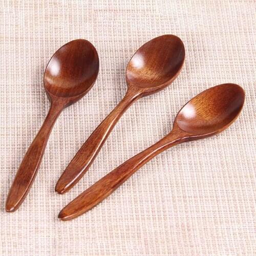 Wooden Spoon Fork Bamboo Kitchen Cooking Utensil Tools Soup-Teaspoon Tableware