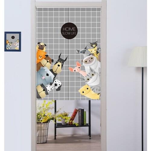 Nordic Cartoon Animals Printed Door Curtain CHILDRENS Room Cloth Curtain Partition Japanese Style Door Curtain