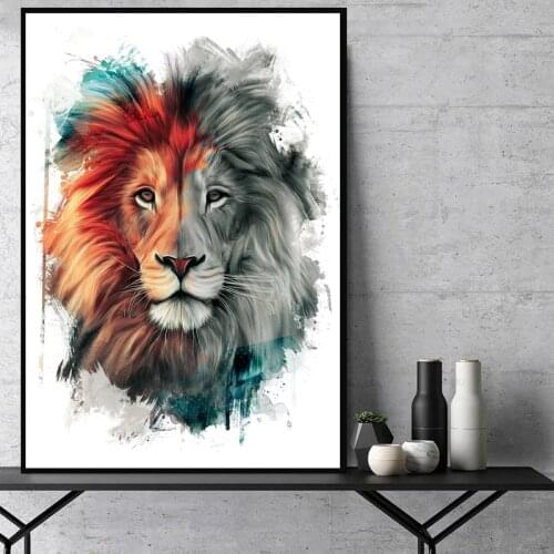 Graffiti Ferocious Lion Animal Realistic Poster Mural Family Bedroom Childrens Room Wall Decoration Canvas Art (no Frame)