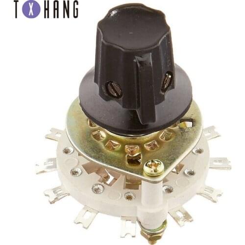 KCZ-2*5 Four 2 Pole 5 Throw Position 4P5T TV Radio Band Channel Selector Ceramic Dual 2 Deck Rotary Switch w Plastic Knob