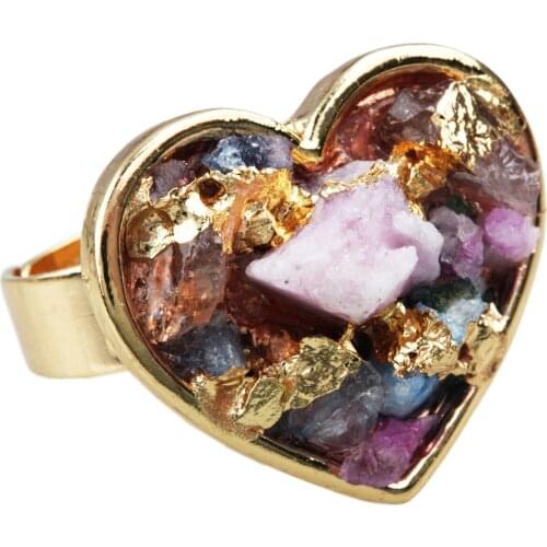 Cute lovely Heart Starfish Shape Rings Irregular Gravel Mineral Finger Rings For Men Women Jewelry Vintage Gift