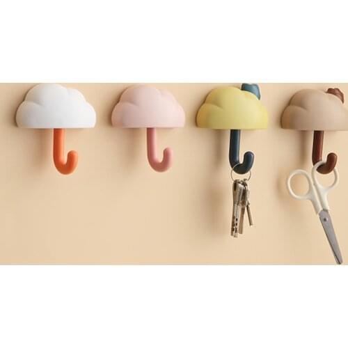 3 Pcs Cute Cloud Shape Adhesive Wall Hooks Damage-Free Hanging Wall Hooks Towel Key Hook for Home Kitchen Bathroom Entrace Hall