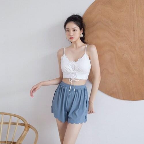 Korean Swimwear Tankini Women Plus Size Trendy Hot Bikini Push Up Sexy Swim Suit Three Pieces Ruffle 2021 Fund Pants Lycra Fairy