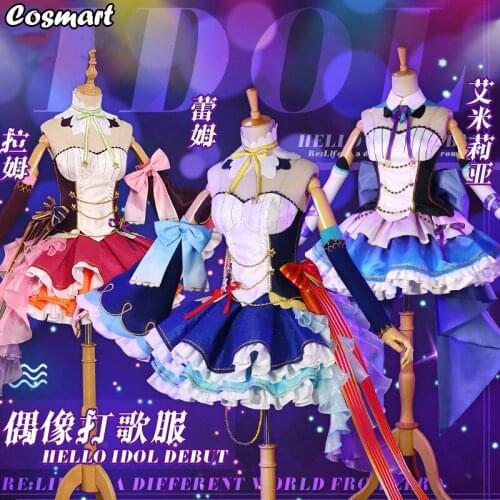 Anime Re:Life in a Different World From Zero Ram Rem Emilia HELLO Ver Idol Lolita Dress Uniform Cosplay Costume Halloween Suit F