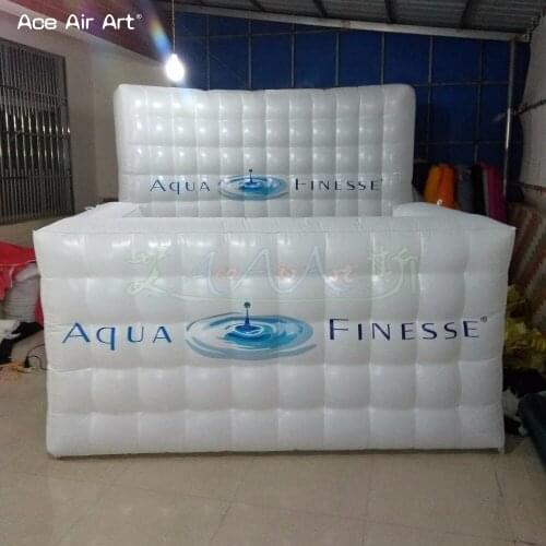 Nicely personalized inflatable bar counter with colorful led background,dj booth station stands for Netherland