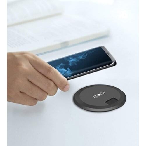 Desk Wireless Charger Headphone Round Wireless Charging Embedded Desktop Grommet Power Wireless Charging Pad