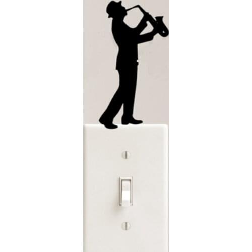 NEW Saxophone Music Decal Vinyl Sticker Light Switch Playing Instrument Home Decor 20 Colours Available