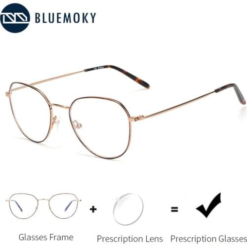 BLUEMOKY Alloy Anti Blue Light Glasses Frame Women Prescription Eyeglasses Blue Ray Photochromic Lenses Myopia Optical Eyewear