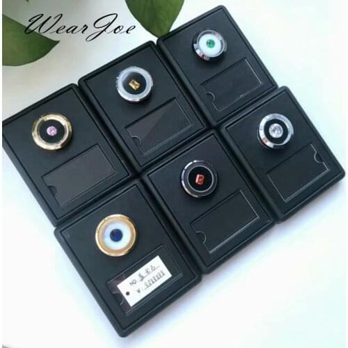 Superior Black Leatherette Gemstone Box Holder Easel Ramp Showcase Metal Gem Jars Insert Label Display Stand Organizer Case Kit