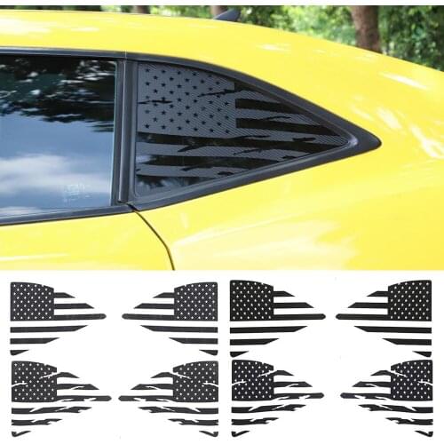 PVC Carbon Fiber Stickers Rear Triangular Window Glass Decor Cover For Chevrolet Camaro 2010-2015 Exterior Car Assessoires