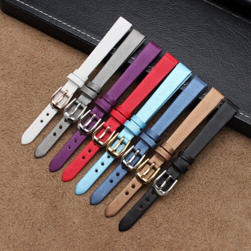 BEAFIRY Watch Band 6mm 8mm 10mm Brushed Pattern Calfskin Leather Strap Watchband for Women CK Black Blue Red white Purple Grey