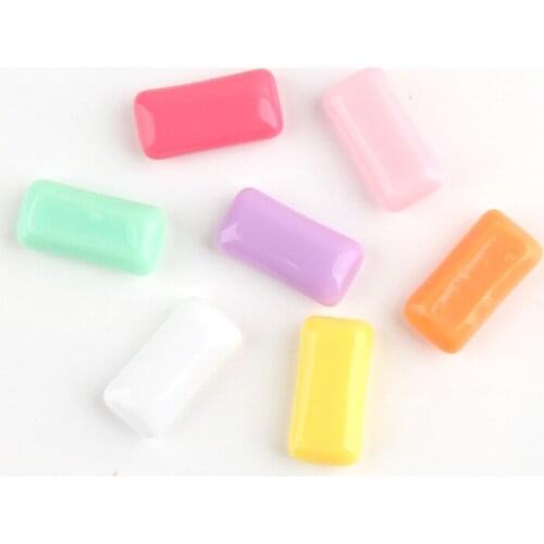 50pcs/Lot 10*21mm Solid Colors chewing gum candy Rectangle Shape Resin Cabochons Craft DIy Jewelry Findings Ornament Accessories