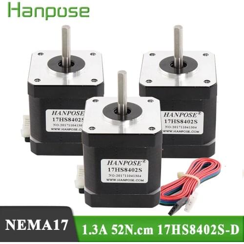 3pcs (17HS8402S) Nema17 Stepper Motor 48mm 1.3A 52N.cm Nema 17 motor 42BYGH 4-lead motor for Various instrument accessories