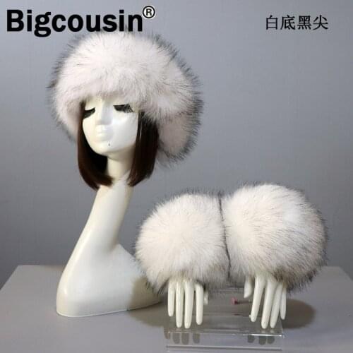 New Style Winter Hats Cuffs Sets Women Thicken Fluffy Faux Fur Elastic Hats Cap Headband Earwarmer Cuffs Oversleeve Sets Outdoor