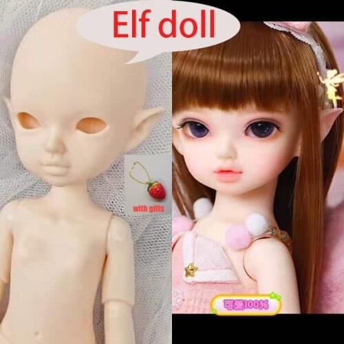 BJD Doll Head Elf Ears with Nude Body DIY Practice Model Toys 22CM Fashion Head Naked Nude Bareheaded Doll For Gifts