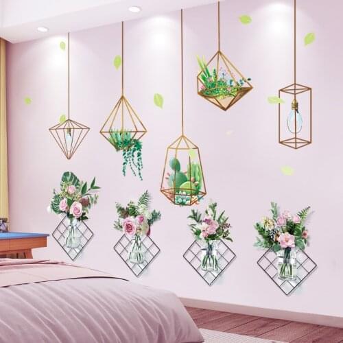 [SHIJUEHEZI] Green Potted Wall Stickers DIY Flower Plants Wall Decals for Living Room Bedroom Kicthen House Wedding Decoration