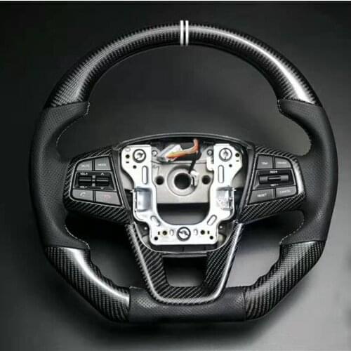 Cuatomized Trim Real Carbon Fiber Sports Steering Wheel Alcantara Leather compatible for Hyundai IX25 2016-2020