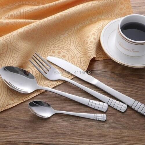 4Pcs/set Stainless Steel Plated Cutlery Dinner Set Tableware Silverware Dinner 50set