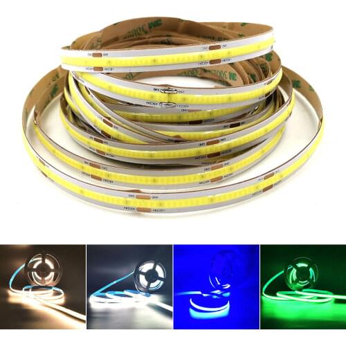 5m 12V 24V LED COB Strip for Car Truck Decoration Light Flexible LED Tape 384LEDs/m Red Blue Green Warm Cold White COB Lamp