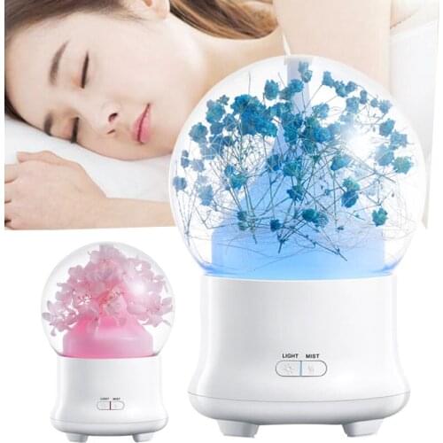 Flower Ball Shape Aroma Diffuser 100ML Colorful Night Light Mini USB Humidifier Continous and Indirect Mist Spray Humidification