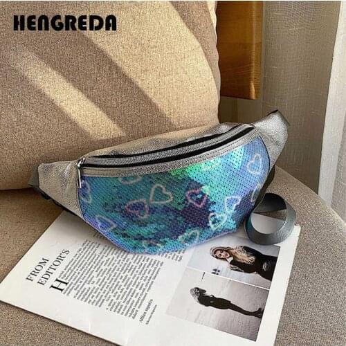 Sequin Waist Bag Glitter Fanny Pack Women`s Belt Bag Ladies Colorful Hip Bum Pouch Purse Festival Pouch with Adjustable Strap