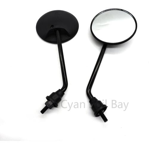 Round mirror Single curved black rod 8mm 10mm screws universal Motorcycle Mirror Scooter E-Bike Rearview Mirrors for Honda