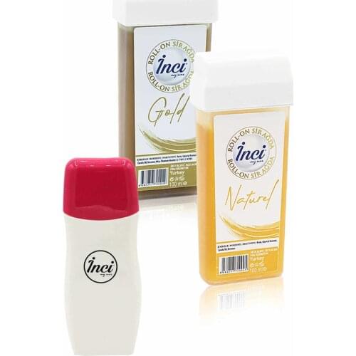 Pearl gold and yellow cartridge roll on depilatory 2 PCs + roll on depilatory heating machine, filling in the network, depilation, sugar-free wax, hair removal