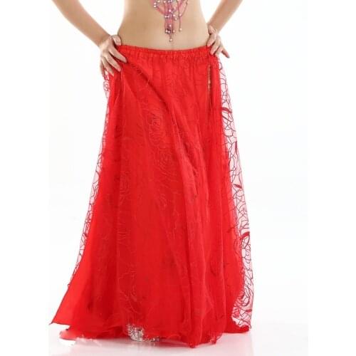 9 Colors New Women Belly Dance Clothes Full Circle Maxi Skirt Side Split Long Skirt 2 Layers Belly Dance Skirts Rose