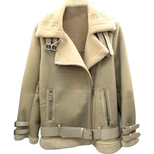 2020 Plus Size S To 3XL 4XLWomen Leather Jacket Fur Winter Locomotive Warm Thick Sheepskin Shearing Faux Leather Suede Coat