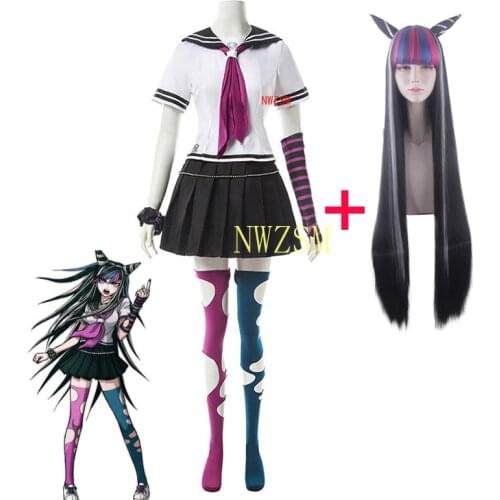 Anime Danganronpa Mioda Ibuki Cosplay Costume Colorful Devil Horn Wig For Woman Halloween Carnival Costume Props