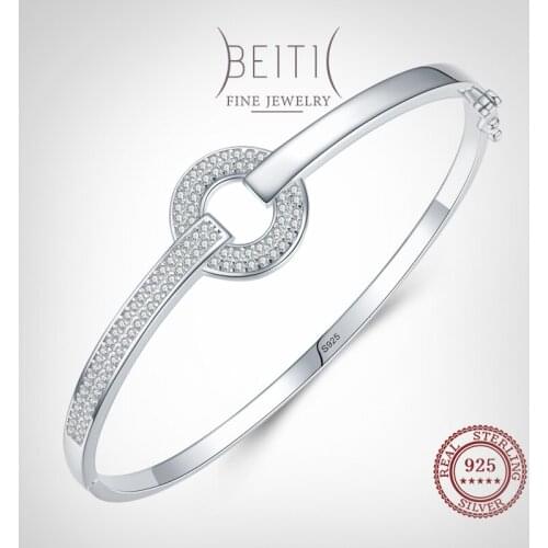 Beitil New Style Clear Zircon 925 Sterling Silver Fashion Round Bracelets For Women Wedding Engagement Fine Female Jewelry