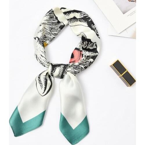 Yishine 70x70cm Women Silk Print Foulard Cute Cartoon Cats Square Scarf for Female Girl Head Scarf Neck Wear Stylis Scarves