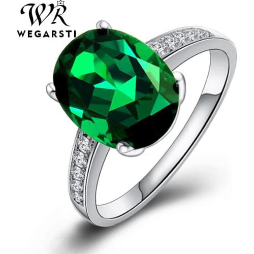 WEGERSTI 925 Sterling Silver Jasper Ring For Women Green Natural Stone Wedding Bands Jewelry Ring For Gift Wholesale