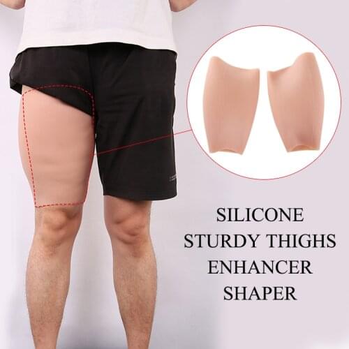 1 Pair Men Full Silicone Sturdy Thighs Enhancer Shaper Wear 3 Cm Thickness Legs Sheath Birthmark Scar Cover
