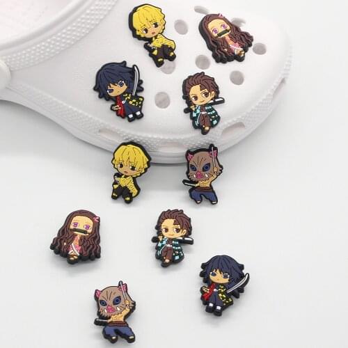 1pc Cartoon Anime Cartoon Demon Slayer Shoe Charms For Garden Sandals Shoes Croc JIBZ PVC Buckles Decoration Party Kid Xmas Gift
