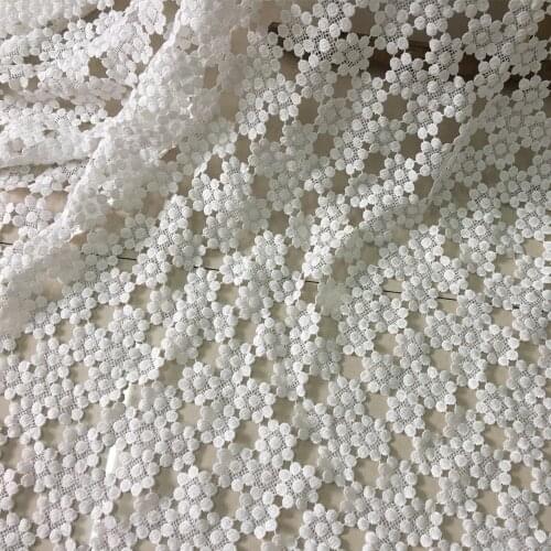 1yards Nigerian Lace Fabrics For Wedding Dress White African Cord Lace Fabrics 2019 High Quality Guipure Lace Sewing Material