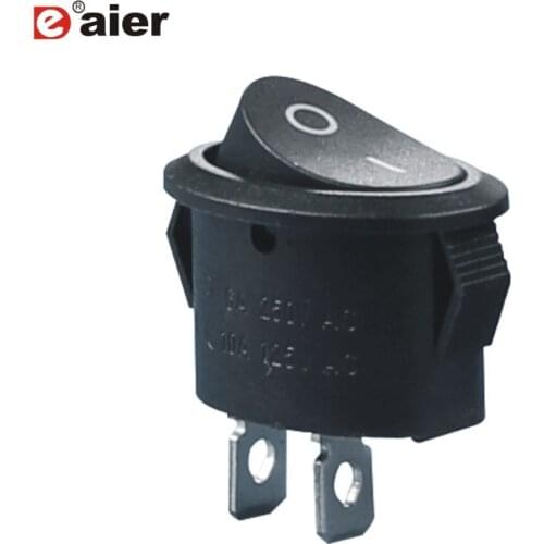 100PCS KCD1-9-101 6A 250VAC SPST ON-OFF Black Oval Rocker Switch 2 Pin With Solder Terminal