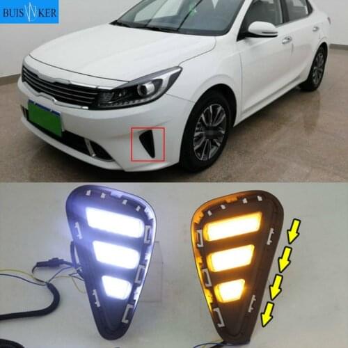 2PCS For Kia Forte 2018 with Yellow Turn Signal Indicator style relay LED DRL Daytime Running Light Fog Lamp