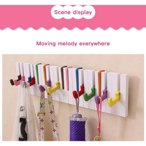 2021 Creative Piano Keyboard Hook Hanger Wooden Clothes Hook Simple Piano Keyboard Creative Hook Hanger Wall Hook