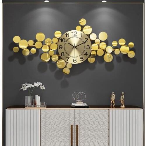 American Creative Leaf Wrought Iron Wall Clock Ornaments Home Livingroom Wall Sticker Crafts Lobby Porch Wall Mural Decoration