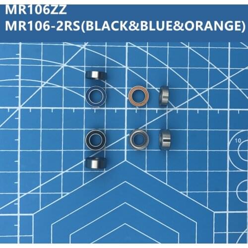 Free Shipping high quality MR106ZZ MR106RS (Black&Blue&Orange) Miniature deep Ball Bearing (10PCS) 6*10*3 mm MR106RS