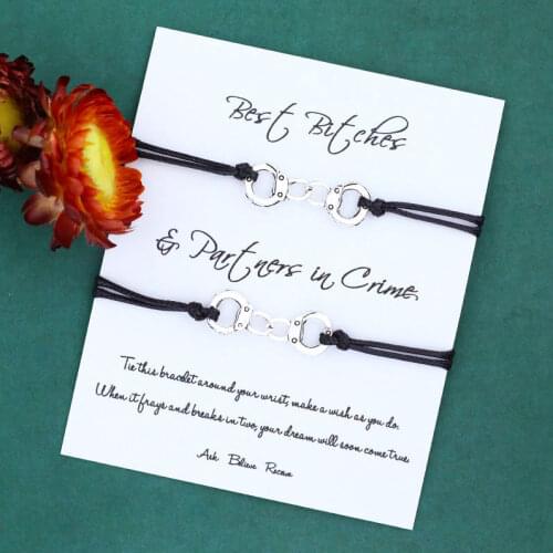 Partners in Crime Wish Bracelet Best Friend BFF Handcuff Bracelet Handcuff Charm Wish Bracelets set Friendship Best Friend Gift