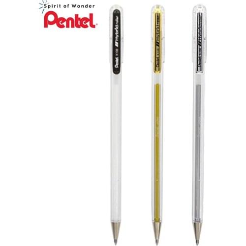 6 Pieces Pentel 0.8 mm Metallic Gel Ink Pen K108 Silver Gold White High-gloss