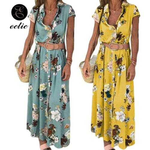 Floral Long Maxi Dress Multiway Ethnic Style Print Sukienka Turndown Collar Button Up Summer Holiday Dress Women Big Swing Dress