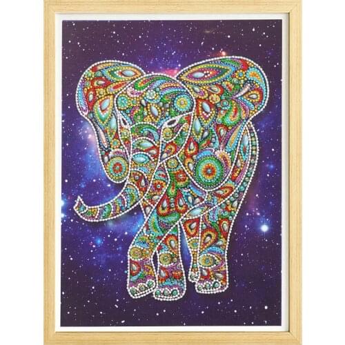 DIY5D animal elephant color drawing diamond painting round diamond special-shaped diamond gem with gold diamond handmade cr
