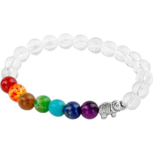 SUNYIK 7 Chakra Stone Bracelet,Rock Quartz Beaded,Crystal Healing,Balancing Reiki,Yoga Jewelry