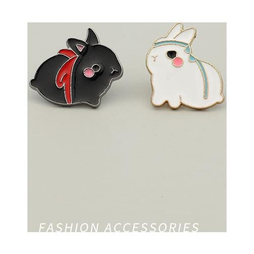 Anime The Untamed Wang Yibo Rabbit Cute Metal Badge Button Brooch Pins Collection Medal Costume Cosplay Xmas Gifts